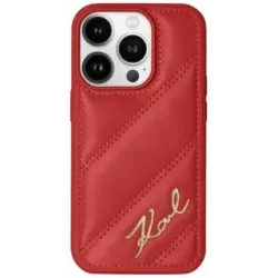 Coque arrière Karl Lagerfeld Diagonal Quilted Script pour Apple iPhone 15 Pro Max - Rouge