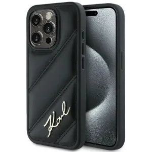 Coque arrière Karl Lagerfeld Diagonal Quilted Script pour Apple iPhone 14 Pro - Noir