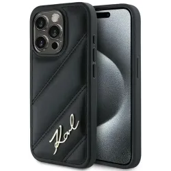 Coque arrière Karl Lagerfeld Diagonal Quilted Script pour Apple iPhone 14 - Noir