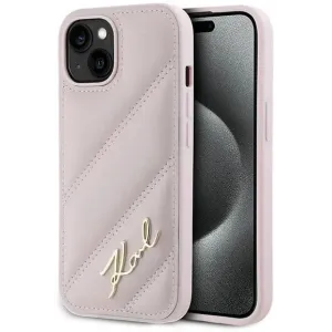Coque arrière Karl Lagerfeld Diagonal Quilted Script pour Apple iPhone 14 - Rose