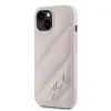 Coque arrière Karl Lagerfeld Diagonal Quilted Script pour Apple iPhone 14 - Rose 2