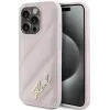Coque arrière Karl Lagerfeld Diagonal Quilted Script pour Apple iPhone 15 Pro - Rose