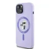 Coque arrière en silicone Karl Lagerfeld Karl & Choupette Heads Ring avec MagSafe pour Apple iPhone 15 - Violet 2