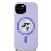 Coque arrière en silicone Karl Lagerfeld Karl & Choupette Heads Ring avec MagSafe pour Apple iPhone 15 - Violet 3