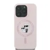 Coque arrière en silicone Karl Lagerfeld Karl & Choupette Heads Ring avec MagSafe pour Apple iPhone 16 Pro - Rose 3