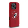 Coque arrière en silicone Karl Lagerfeld Karl & Choupette Heads Ring avec MagSafe pour Apple iPhone 16 Pro - Rouge 3