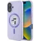 Coque arrière en silicone Karl Lagerfeld Karl & Choupette Heads Ring avec MagSafe pour Apple iPhone 16 Plus - Violet