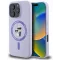 Coque arrière en silicone Karl Lagerfeld Karl & Choupette Heads Ring avec MagSafe pour Apple iPhone 16 Pro Max - Violet