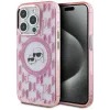 Coque arrière Karl Lagerfeld IML Monogram Karl & Choupette Head avec MagSafe pour Apple iPhone 15 Pro - Rose