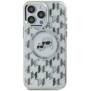 Coque arrière Karl Lagerfeld IML Monogram Karl & Choupette Head avec MagSafe pour Apple iPhone 16 Pro - Transparent