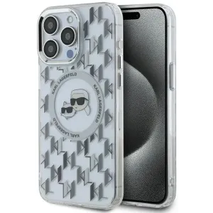 Coque arrière Karl Lagerfeld IML Monogram Karl & Choupette Head avec MagSafe pour Apple iPhone 15 Pro Max - Transparent