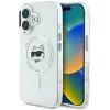 Coque arrière Karl Lagerfeld IML Metal Choupette Head avec MagSafe pour Apple iPhone 16 - Blanc