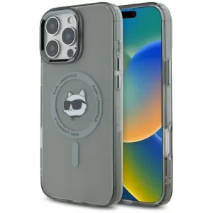 Coque arrière Karl Lagerfeld IML Metal Choupette Head avec MagSafe pour Apple iPhone 16 Pro Max - Noir