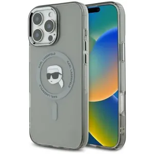 Coque arrière Karl Lagerfeld IML Metal Karl Head avec MagSafe pour Apple iPhone 16 Pro Max - Noir