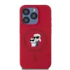 Coque arrière en silicone Karl Lagerfeld Karl & Choupette Heads Ring avec MagSafe pour Apple iPhone 15 Pro - Rouge 3