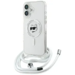 Coque arrière Karl Lagerfeld IML Choupette Head & Cord avec MagSafe pour Apple iPhone 16 - Transparent