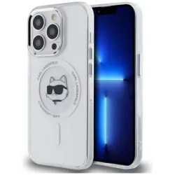 Coque arrière Karl Lagerfeld IML Metal Choupette Head avec MagSafe pour Apple iPhone 14 Pro - Blanc