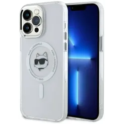 Coque arrière Karl Lagerfeld IML Metal Choupette Head avec MagSafe pour Apple iPhone 14 Pro Max - Blanc