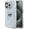 Coque arrière Karl Lagerfeld IML Metal Choupette Head avec MagSafe pour Apple iPhone 15 Pro - Blanc