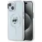 Coque arrière Karl Lagerfeld IML Metal Choupette Head avec MagSafe pour Apple iPhone 15 - Blanc