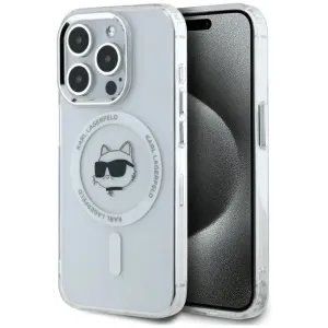 Coque arrière Karl Lagerfeld IML Metal Choupette Head avec MagSafe pour Apple iPhone 15 Pro Max - Blanc