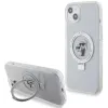 Coque arrière rigide Karl Lagerfeld Ring Stand Karl & Choupette avec MagSafe pour Apple iPhone 15 Plus/14 Plus - Blanc