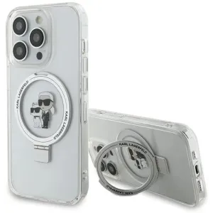 Coque arrière rigide Karl Lagerfeld Ring Stand Karl & Choupette avec MagSafe pour Apple iPhone 15 Pro Max - Blanc
