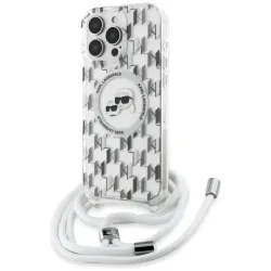 Coque arrière Karl Lagerfeld IML Crossbody Monogram Karl & Choupette Head avec MagSafe pour Apple iPhone 16 Pro - Transparent