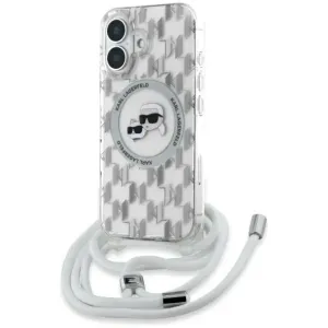 Coque arrière Karl Lagerfeld IML Crossbody Monogram Karl & Choupette Head avec MagSafe pour Apple iPhone 16 - Transparent