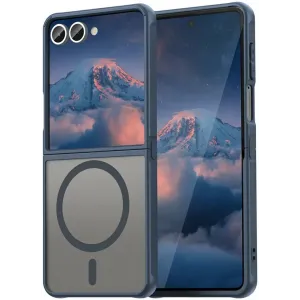 Coque arrière Phonesta AirFrost avec MagSafe pour Samsung Galaxy Z Flip 7 - Bleu mat