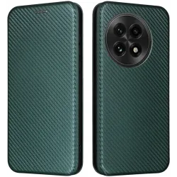 Coque portefeuille Phonesta Carbon Fiber Skin pour OnePlus 13 - Vert foncé