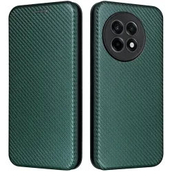 Coque portefeuille Phonesta Carbon Fiber Skin pour OnePlus 13R - Vert foncé