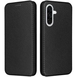 Coque portefeuille Phonesta Carbon Fiber Skin pour Samsung Galaxy A36 - Noir