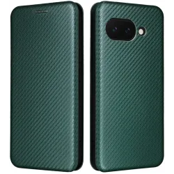 Coque portefeuille Phonesta Carbon Fiber Skin pour Google Pixel 9a - Vert foncé