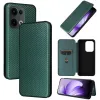 Coque portefeuille Phonesta Carbon Fiber Skin pour Oppo Reno13 - Vert foncé 7