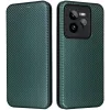 Coque portefeuille Phonesta Carbon Fiber Skin pour Realme GT 7 Pro - Vert foncé