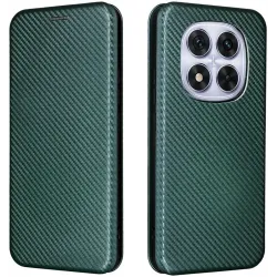 Coque portefeuille Phonesta Carbon Fiber Skin pour Xiaomi Redmi Note 14 Pro 4G - Vert foncé