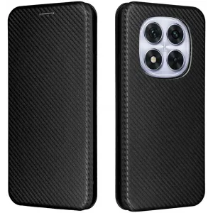 Coque portefeuille Phonesta Carbon Fiber Skin pour Xiaomi Redmi Note 14 Pro 4G - Noir