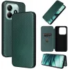 Coque portefeuille Phonesta Carbon Fiber Skin pour Xiaomi Redmi Note 14 4G - Vert foncé