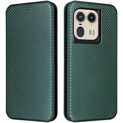 Coque portefeuille Phonesta Carbon Fiber Skin pour Motorola Edge 50 Ultra - Vert foncé