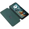 Coque portefeuille Phonesta Carbon Fiber Skin pour Motorola Moto G05 / Moto E15 - Vert foncé 2