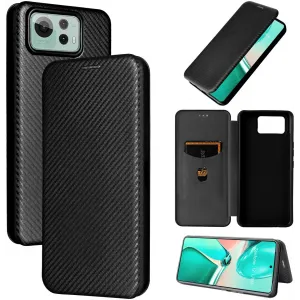 Coque portefeuille Phonesta Carbon Fiber Skin pour Asus Zenfone 12 Ultra - Noir