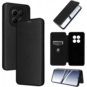 Coque portefeuille Phonesta Carbon Fiber Skin pour Xiaomi Redmi Note 15 4G/5G / Xiaomi Poco M8 - Noir