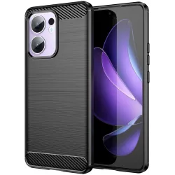 Coque arrière en silicone Phonesta Carbon pour Oppo Reno13 F 4G/5G / Reno13 FS 5G - Noir