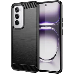 Coque arrière en silicone Phonesta Carbon pour Oppo Reno12 - Noir