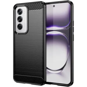 Coque arrière en silicone Phonesta Carbon pour Oppo Reno12 - Noir