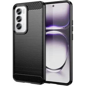 Coque arrière en silicone Phonesta Carbon pour Oppo Reno12 Pro - Noir