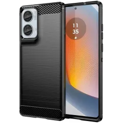 Coque arrière en silicone Phonesta Carbon pour Motorola Edge 50 Fusion - Noir