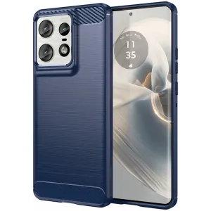 Coque arrière en silicone Phonesta Carbon pour Motorola Edge 50 Pro - Bleu