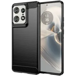 Coque arrière en silicone Phonesta Carbon pour Motorola Edge 50 Pro - Noir